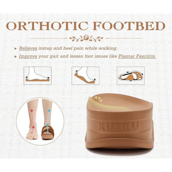 Women's Brown Fuzzy Furry Faux Fur Cross Band Arch Open Slippers Slides Shoes - Picture 5 of 8